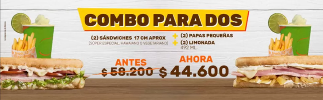 Catálogo Sandwich Qbano en Alcalá | Combo para Dos $44.600, Pollo Apanado $35.600 | 2026-03-09T00:00:00.000Z - 2026-06-30T00:00:00.000Z