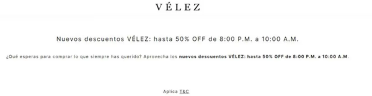 Catálogo Vélez en Turbo | Nuevos descuentos VÉLEZ: hasta 50% OFF | 2026-04-15T00:00:00.000Z - 2026-04-30T00:00:00.000Z