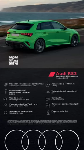 Catálogo Audi | Audi RS 3 Sportback | 2025-05-29T00:00:00.000Z - 2026-05-29T00:00:00.000Z